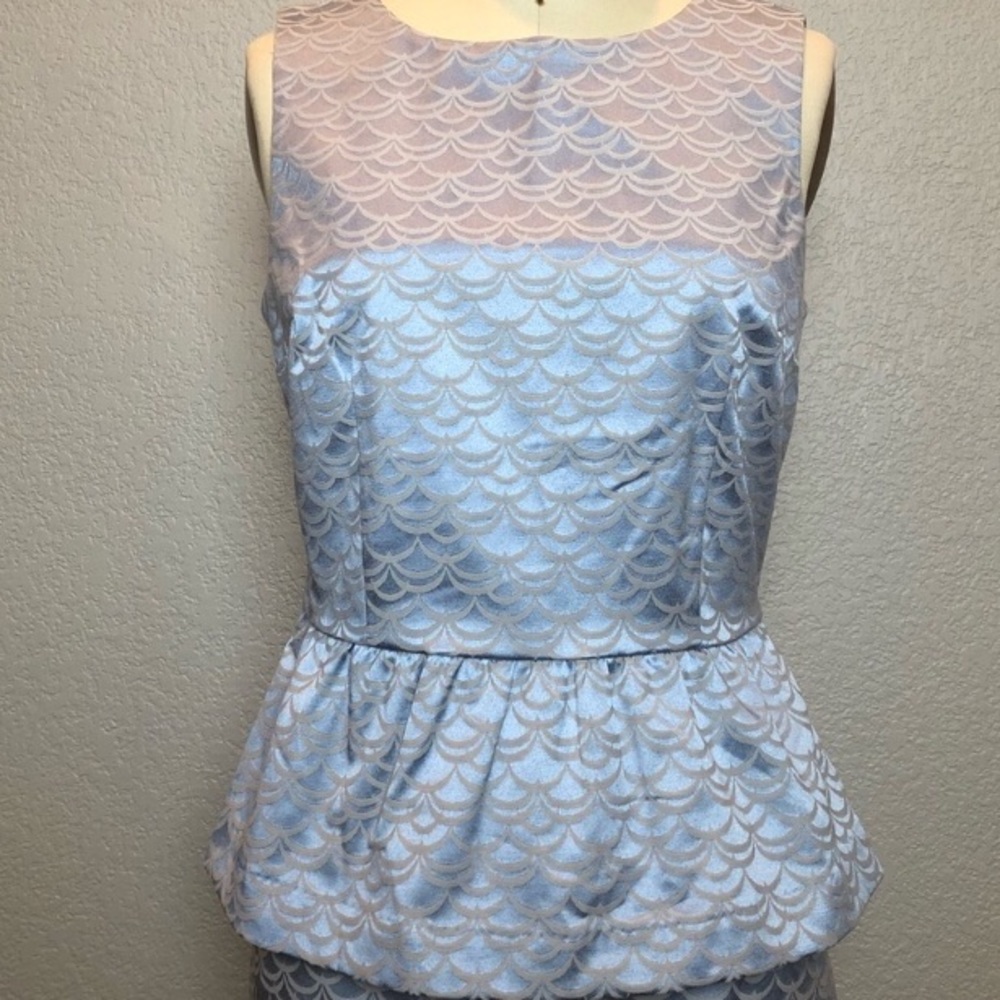 H&M Light Blue embossed peplum top